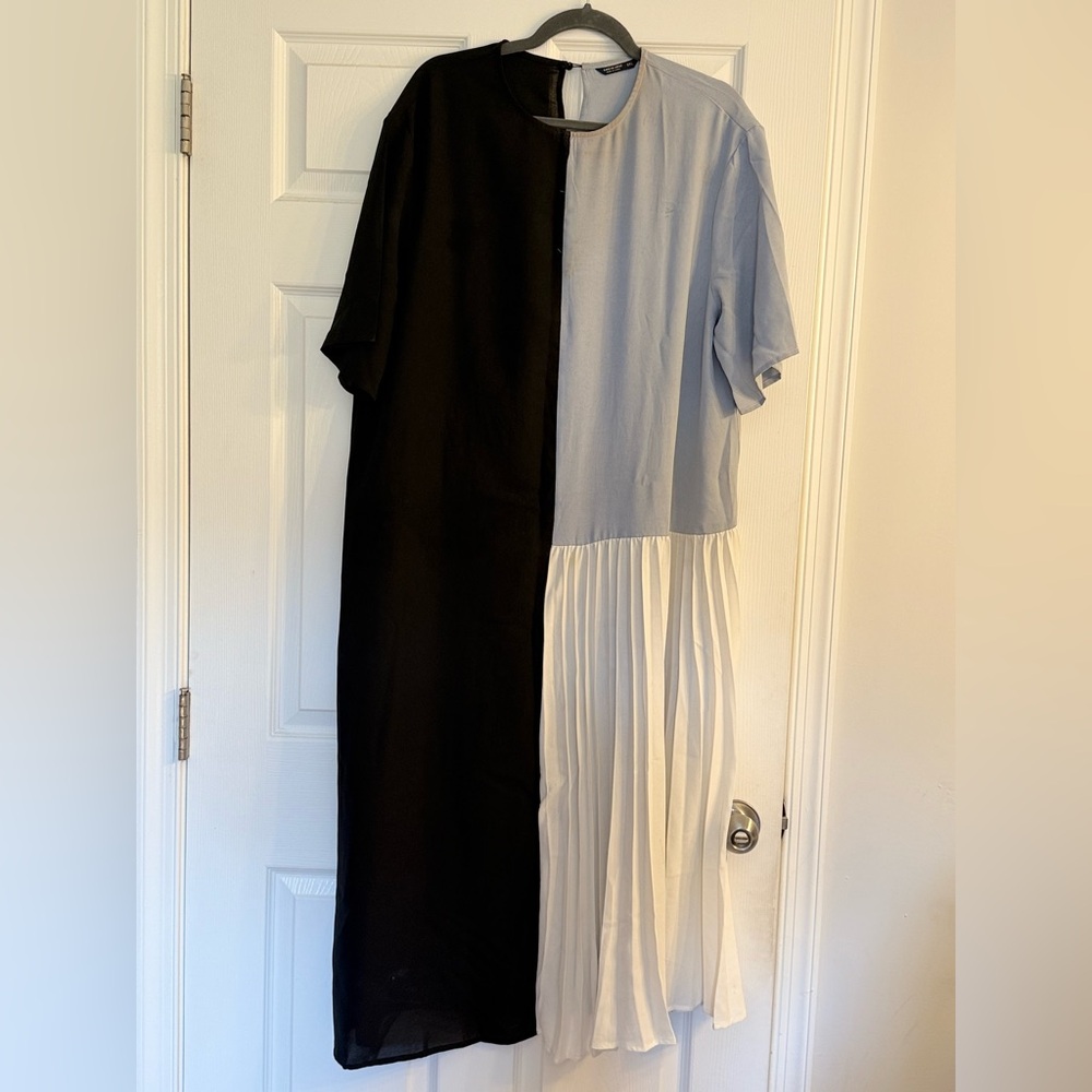 SHEIN Black and Gray Colorblock Midi Dress